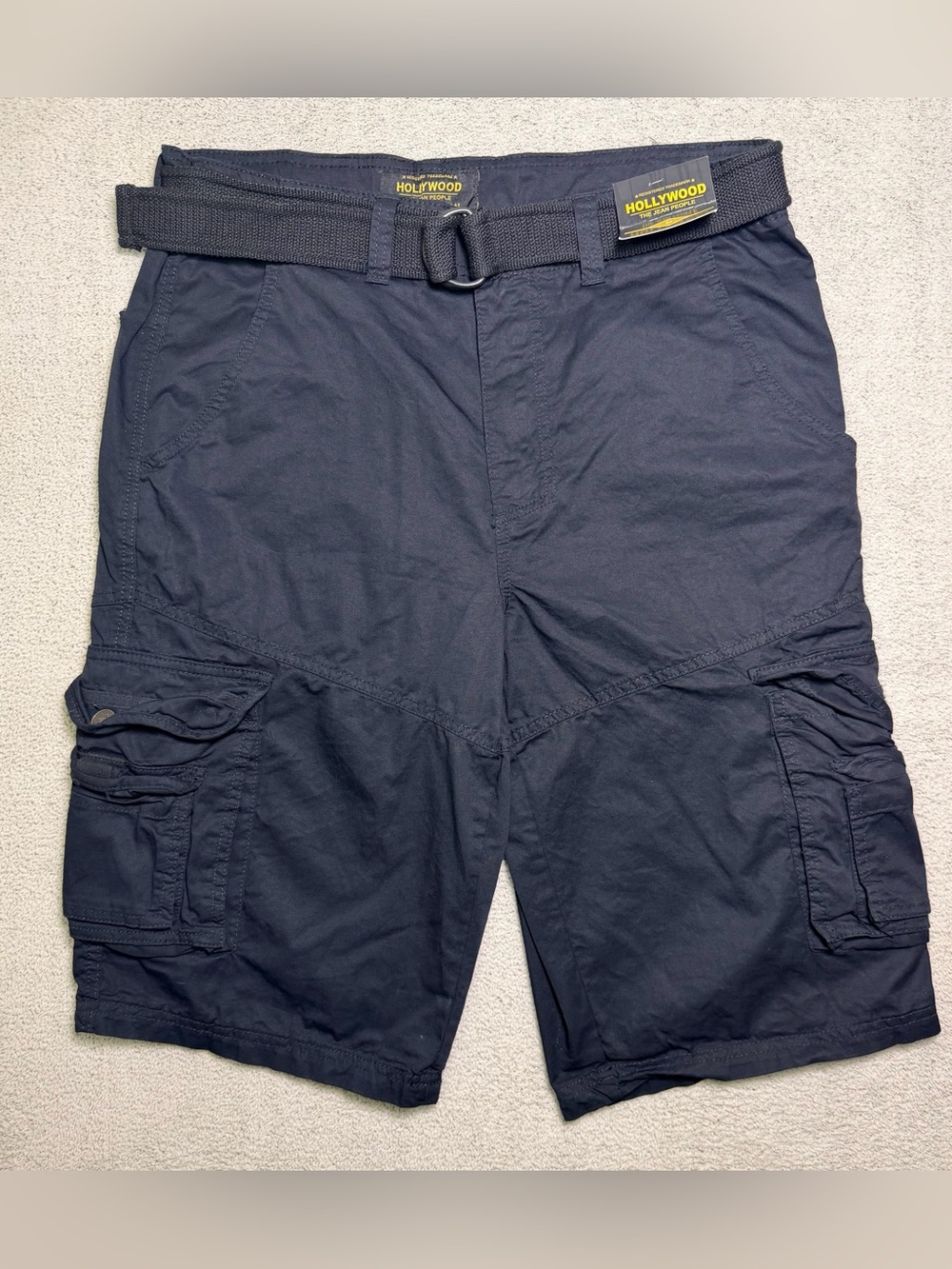 Hollywood The Jean People Cargo Shorts Men’s 34 Black Belted Utility Pockets NWT